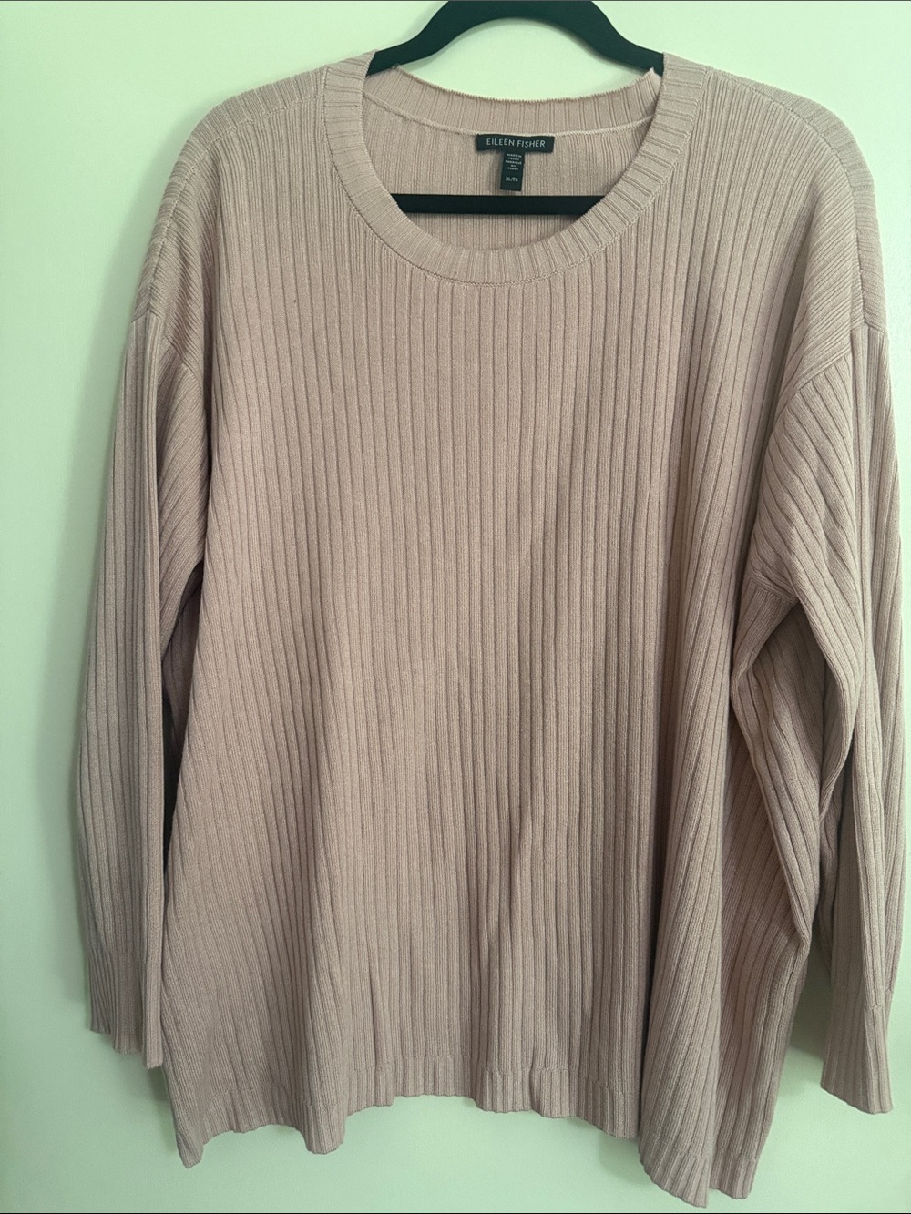 Eileen Fisher Soft Ribbed Scoop Neck Sweater in Blush